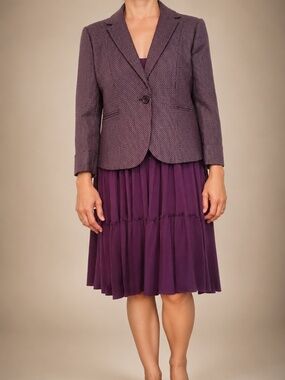 LOFT Textured Tailored Blazer Jacket Size 2 Deep Purple Career Office